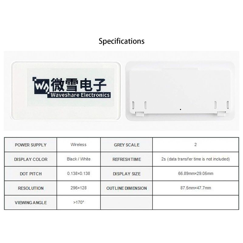 Waveshare 2.9 Inch Wireless -P - Display Epaper 2.9 评论和价格