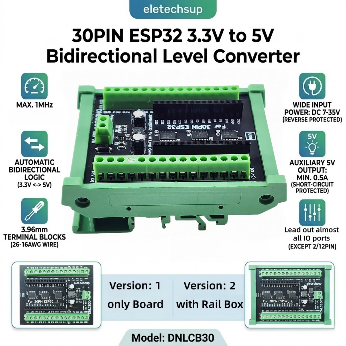 ESP32 30P DIN Rail Adapter, 3. - Level Shifter 3.3V 评论和价格