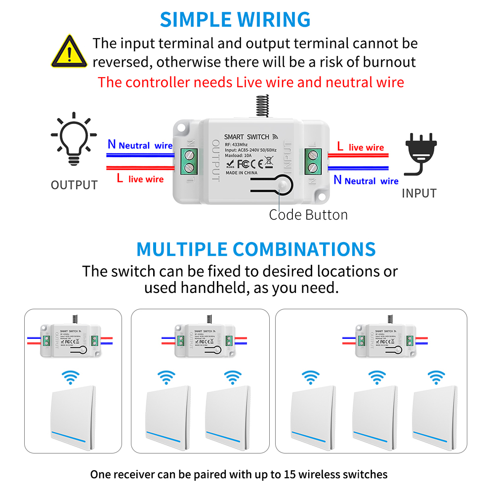Wireless Switch Remote Control - 433Mhz Receiver Module 评论和价格
