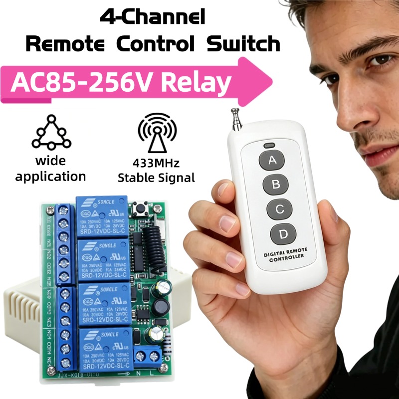 433 MHz AC 110V 220V 4CH RF Re - 433Mhz Receiver Module 评论和价格