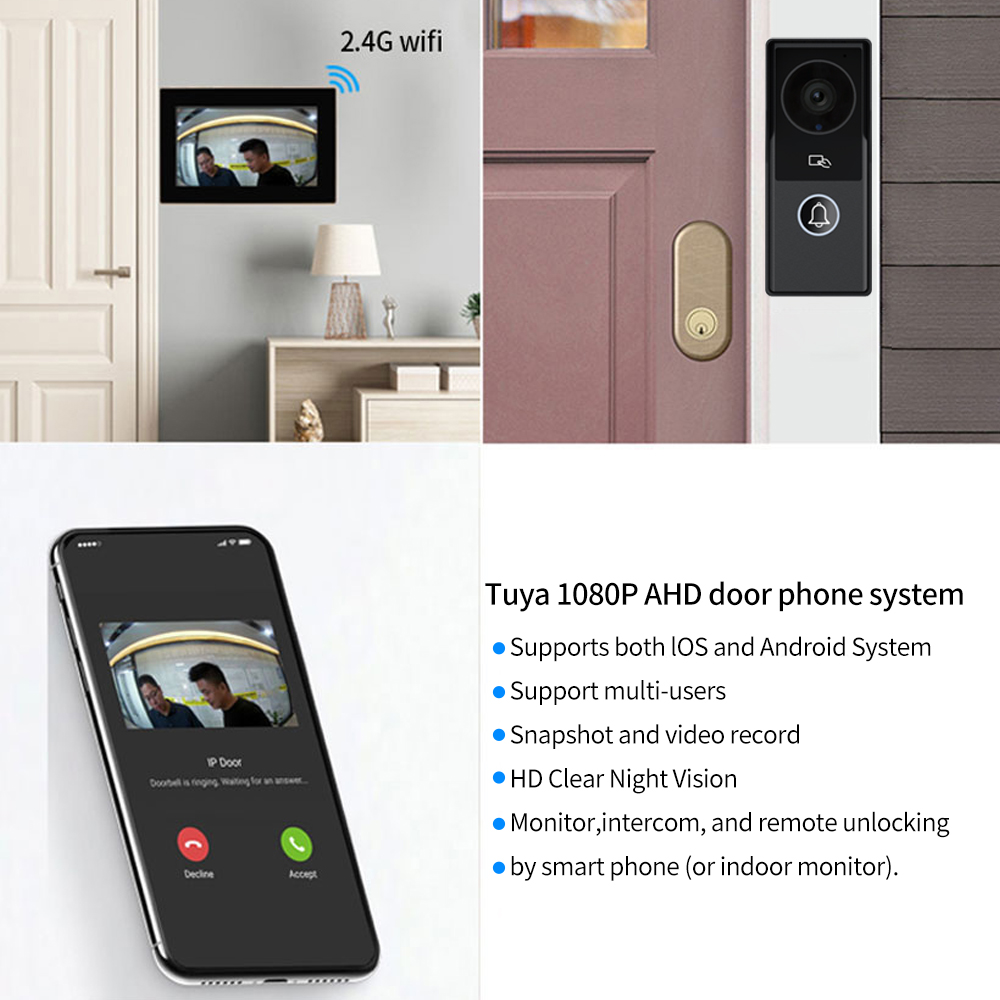 7/10 Inch Video Intercom 1080P - Smart Doorbell Wired 评论和价格