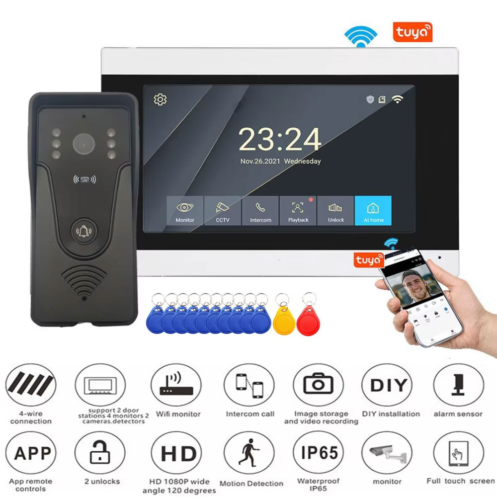 Tuya 1080P 7 Inch Color Touch  - Smart Doorbell Wired 评论和价格